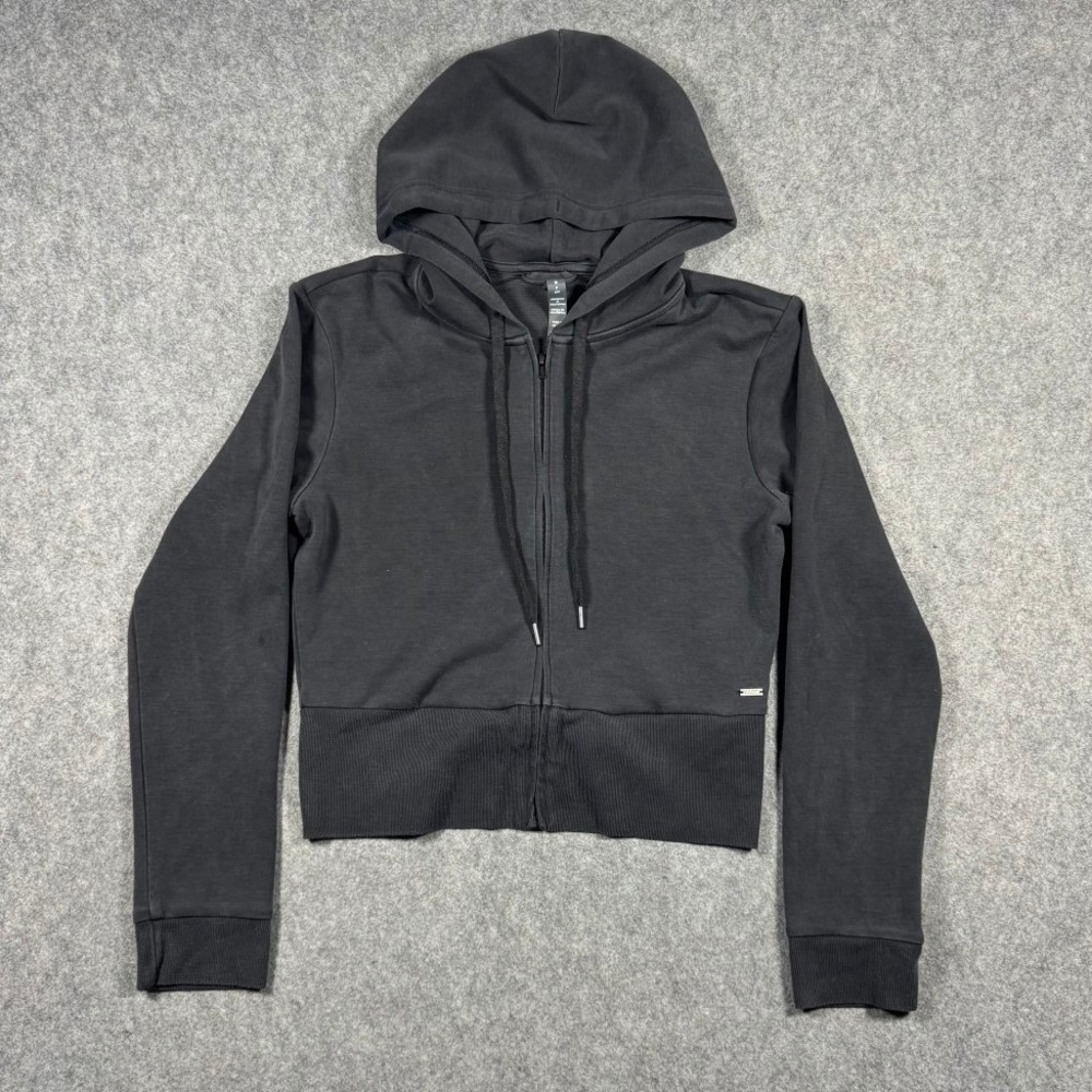 Vuori Womens Sedona Cropped Full Zip Hoodie Black Heather S Activewear Jacket